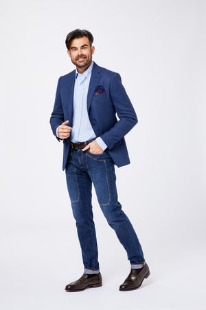 Camicia Celeste Lino Collo Button Down BUGIOLA 118 CC Principe di Firenze