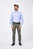 Camicia Azzurra Cotone Fil a Fil Collo Button Down