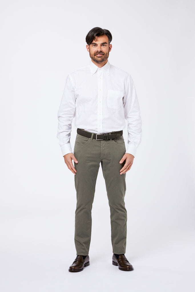 Camicia Bianca Giro Inglese Collo Button Down