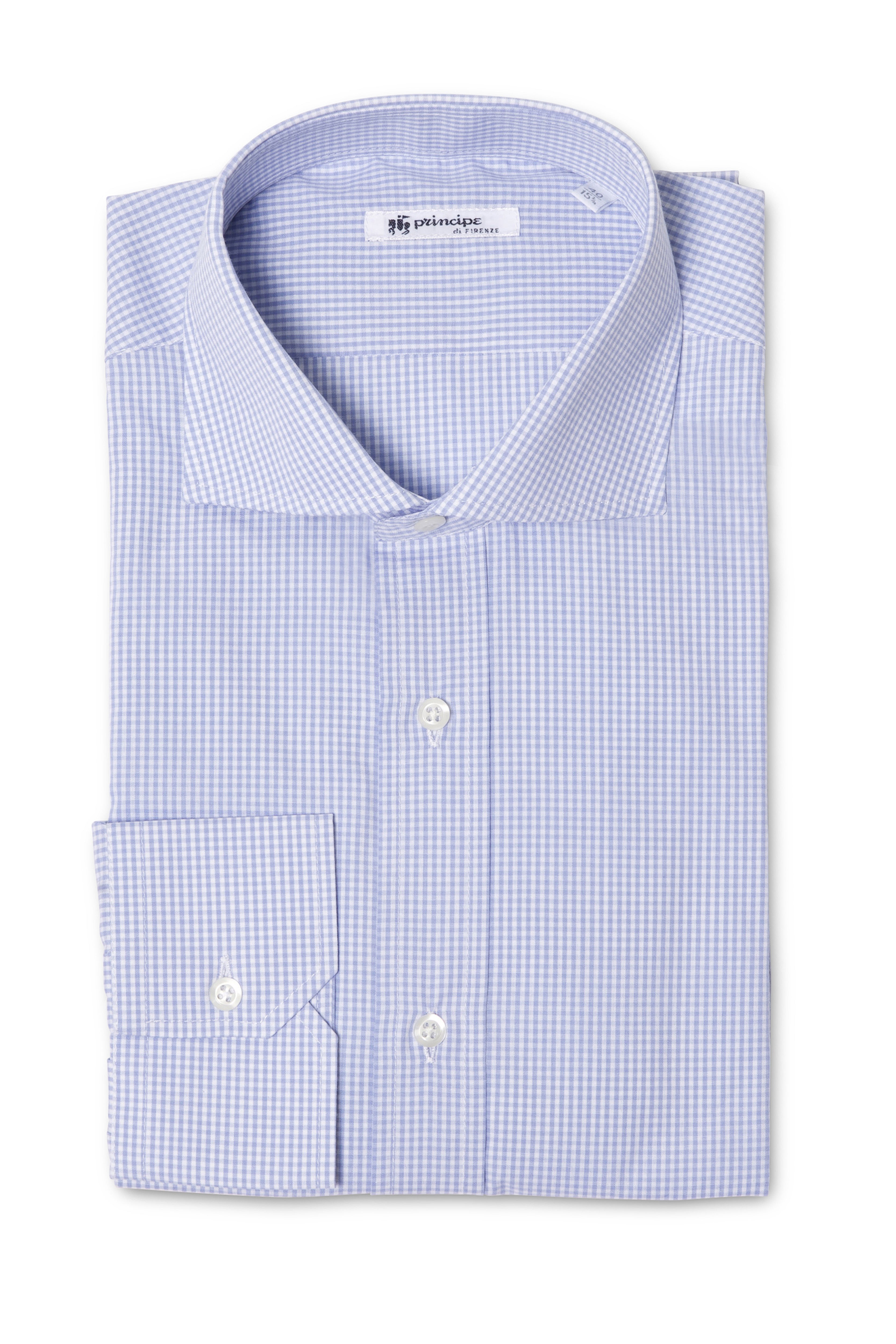 Camicia Celeste Cotone Collo Francese Principe di Firenze