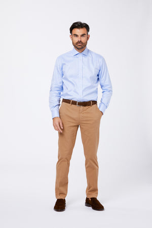 Camicia Celeste Cotone Twill Diagonale<BR/> BARTO 3 Principe di Firenze 