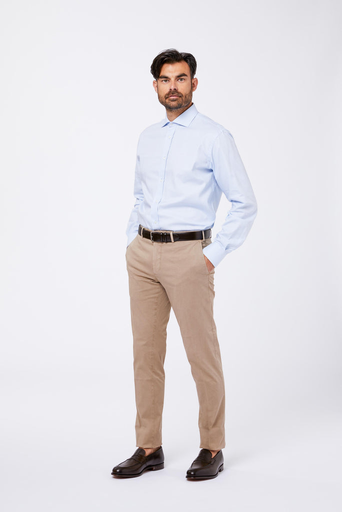 Camicia Celeste Cotone Collo Francese CIATENA 8 Principe di Firenze 