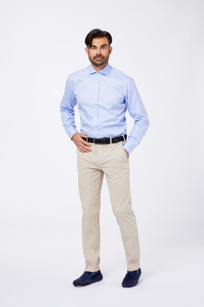 Camicia Azzurra Cotone Twil Collo Francese SETISO 3 Principe di Firenze 