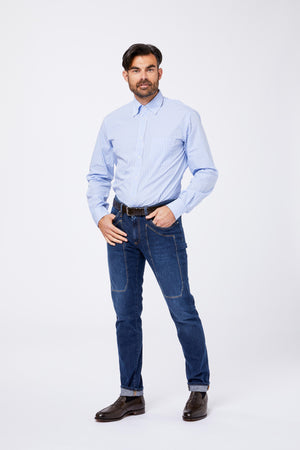 Camicia Celeste Cotone Popeline Collo Button Down RALIGO A001 Principe di Firenze 