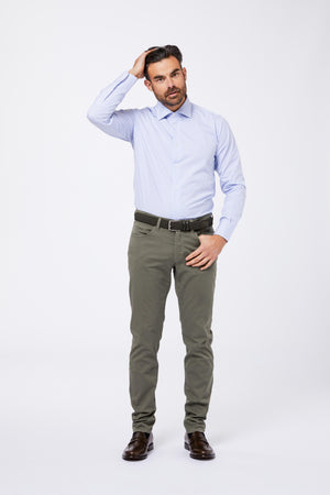 Camicia Celeste Popeline Bastone Collo Mezzo Francese DAMIRO A001 Principe di Firenze 