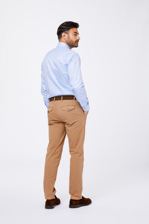 Camicia Celeste Cotone Twill Diagonale<BR/> BARTO 3 Principe di Firenze 