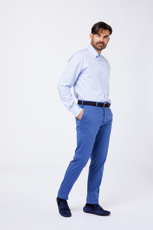 Camicia Celeste Cotone Fil a Fil Collo Button Down CASIMID 91 Principe di Firenze 