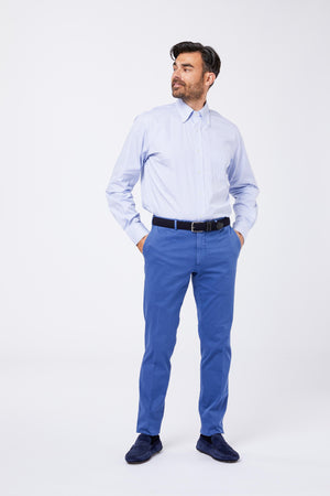 Camicia Celeste Cotone Popelinel Collo Button Down CIPOSTA 39 Principe di Firenze 