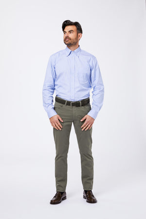 Camicia Azzurra Cotone Fil a Fil Collo Button Down CASIMID 44 Principe di Firenze 