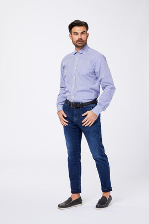 Camicia Azzurra Cotone Collo Francese VISTALO 12 Principe di Firenze 