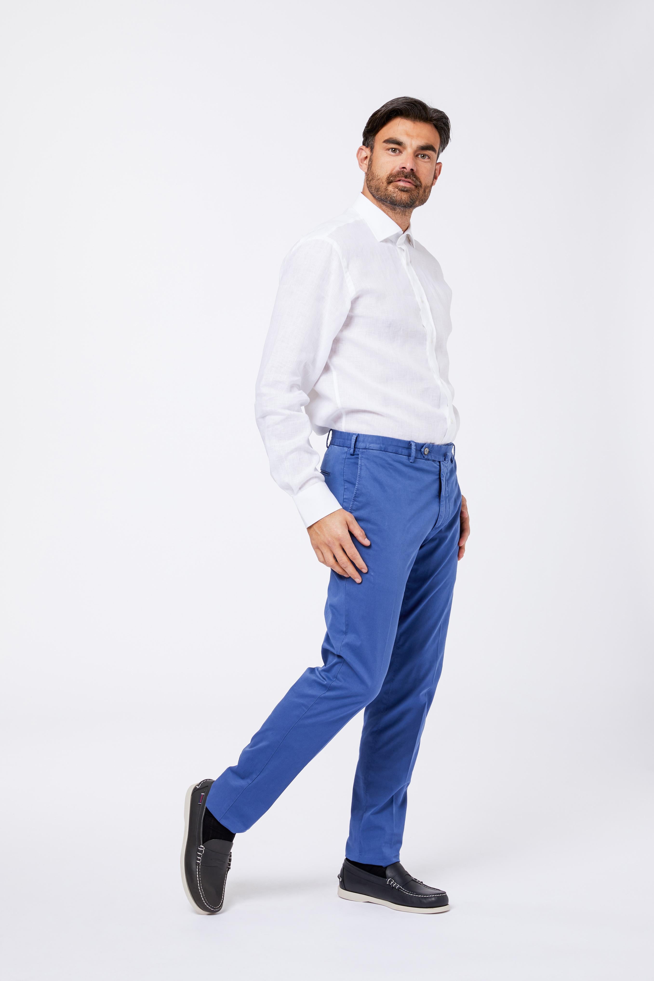 Camicia Bianca Lino Collo Mezzo Francese