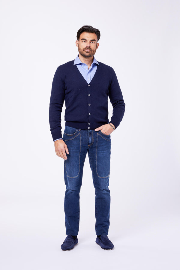 Camicia Azzurra Cotone Fil a Fil Collo Francese ILOD 44 Principe di Firenze 