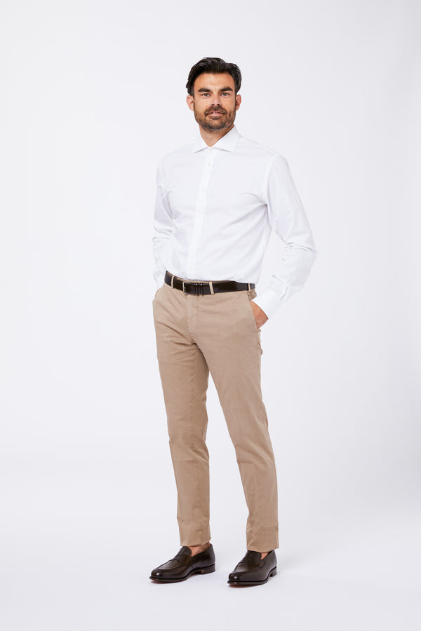 White Cotton Shirt with French Collar
