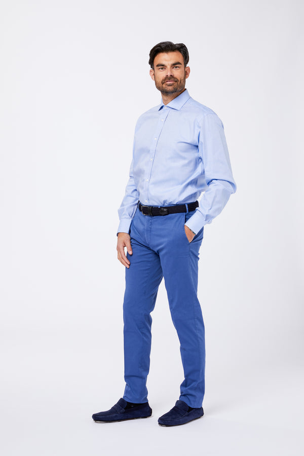 Light Blue Cotton Shirt with French Collar