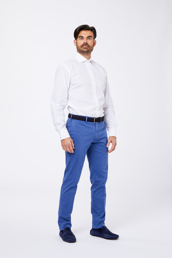 White Cotton Poplin Shirt with French Collar