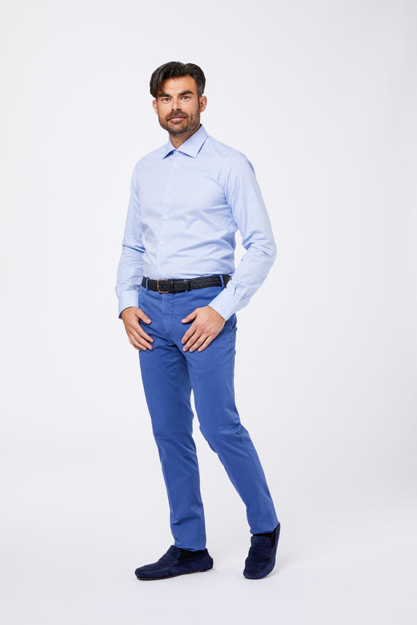 Light blue pint point plain shirt with half spread collar