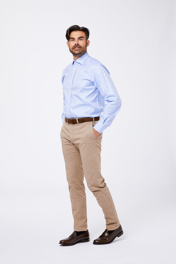 White Cotton Shirt with Half French Collar