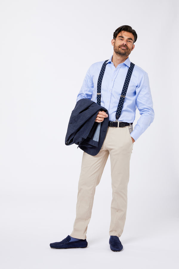 Light Blue Cotton Twil Shirt with French Collar